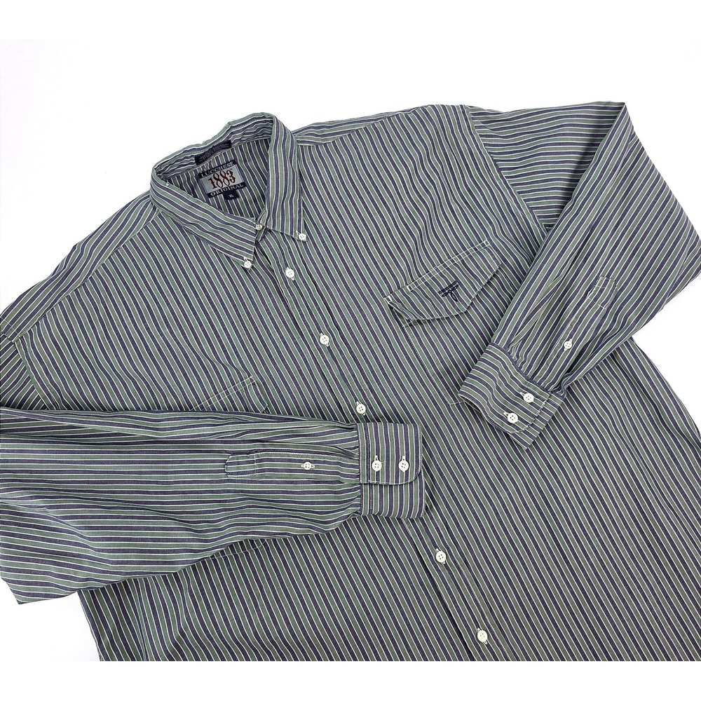 Lucchese 1883 Mens XL Green Striped Western Long Sleeve Button Down Shirt Cotton